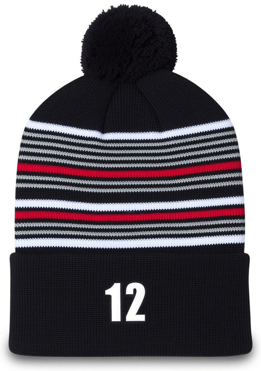 12" Striped Pom-Pom Cuffed Beanie - SP60