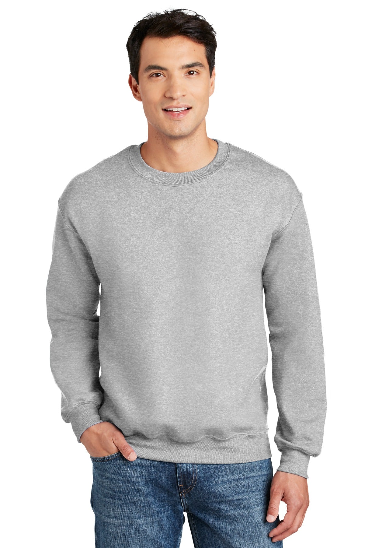 Front View of Ash Gildan - DryBlend Crewneck Sweatshirt. 12000  - S