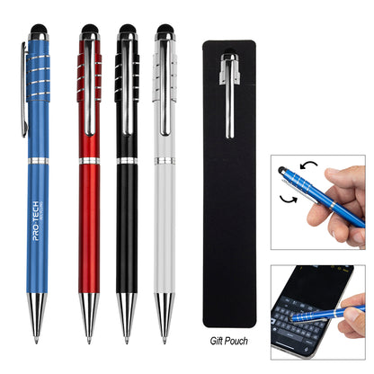 METALLIC BLACK Recycled Aluminum Spinner Pen With Stylus