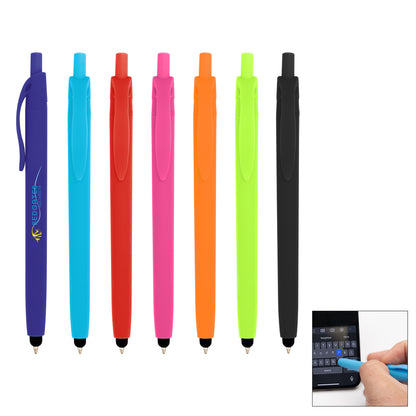 BLACK Zinnia Rubberized Pen With Stylus