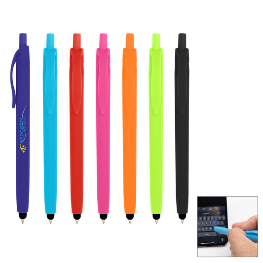 BLACK Zinnia Rubberized Pen With Stylus