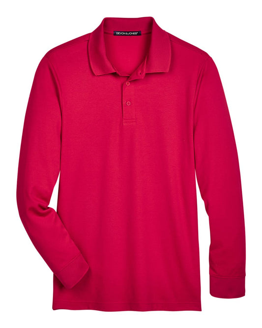 Men's Tall CrownLux Performance® Plaited Long Sleeve Polo - DG20LT