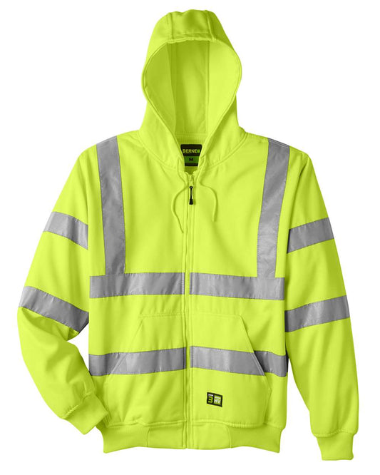 Men's Tall Hi-Vis Class 3 Lined Full-Zip Hooded Sweatshirt - HVF021T
