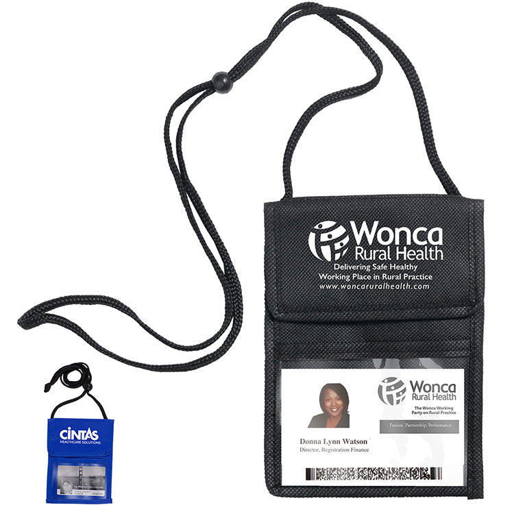 Black Networker Non-Woven Econo 5 Function Tradeshow Badgeholder and Neck Wallet