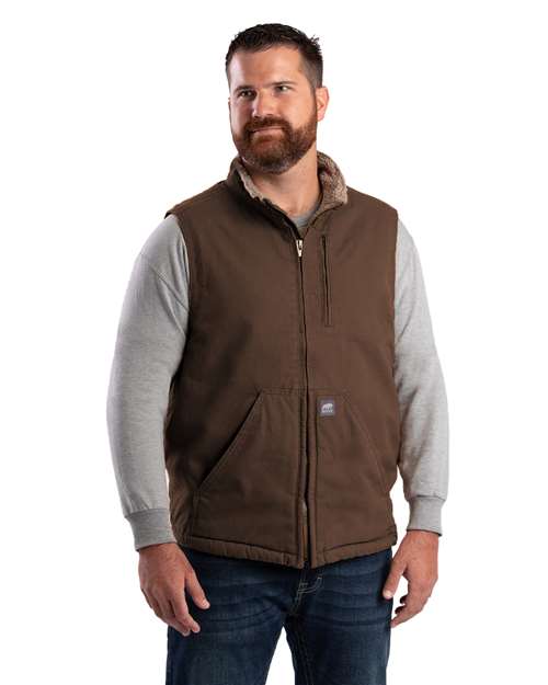 Men's Heartland Sherpa-Lined Washed Duck Vest - V818