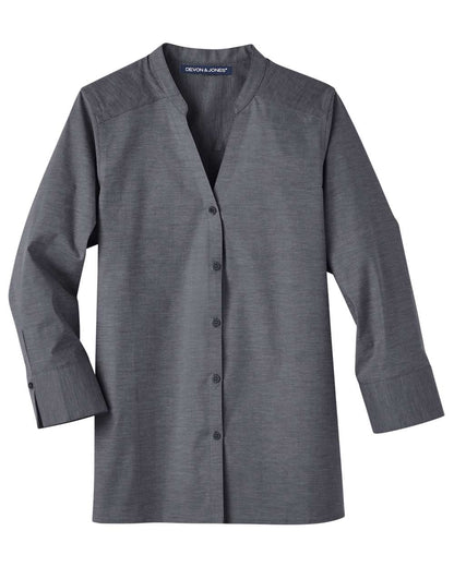 Women's Crown Collection® Stretch Pinpoint Chambra Three-Quarter Sleeve Shirt - DG562W