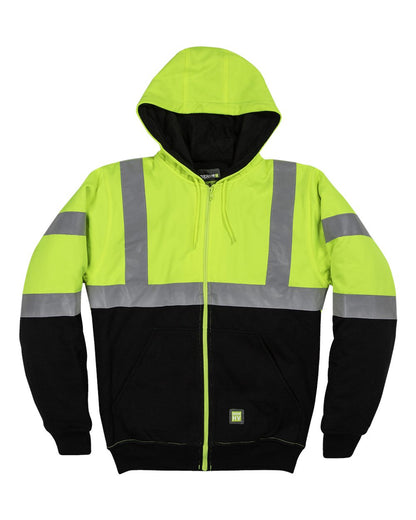 Men's Hi-Vis Class 3 Color Block Full-Zip Hooded Sweatshirt - HVF023