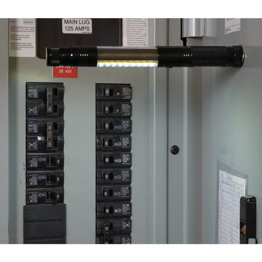 Black Telescopic Magnetic COB LED Flashlight w/Sidelight