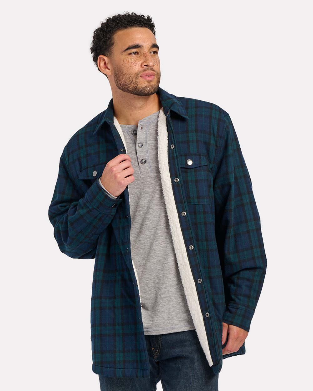 Men's Flannel Sherpa Workshirt Jacket - BM7601