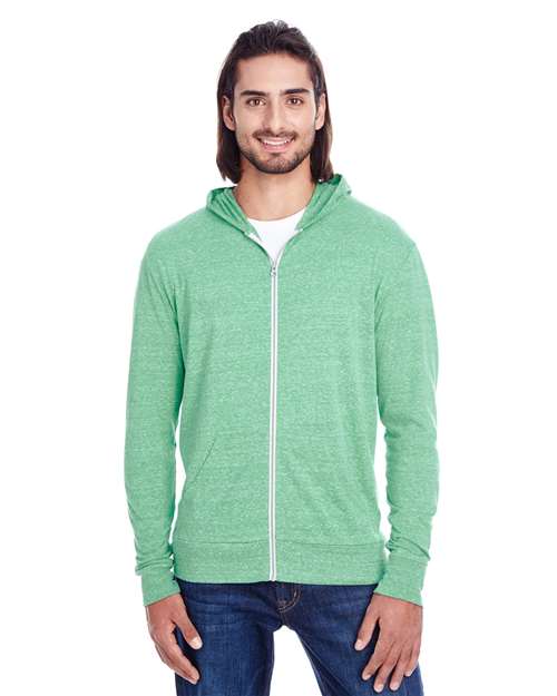 Unisex Triblend Full-Zip Lightweight Hooded Sweatshirt - 302Z