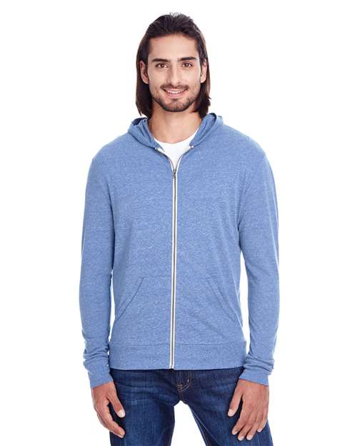 Unisex Triblend Full-Zip Lightweight Hooded Sweatshirt - 302Z