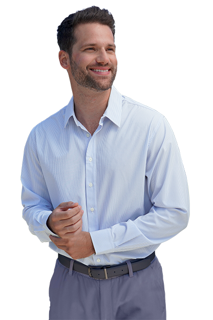 Azure/White Vansport Pinstripe Sandhill Dress Shirt  - S