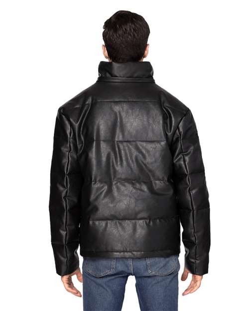 Unisex Vegan Leather Puffer Jacket - 397J