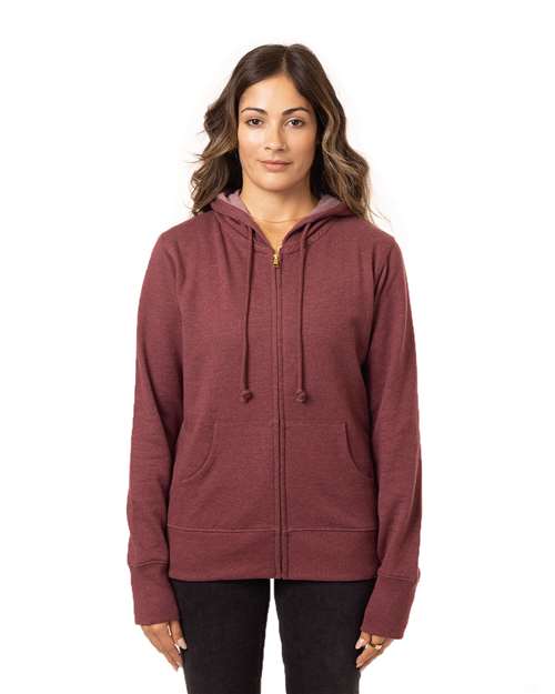 Women's Heathered Full-Zip Hooded Sweatshirt - EC4580