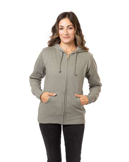 Women's Heathered Full-Zip Hooded Sweatshirt - EC4580