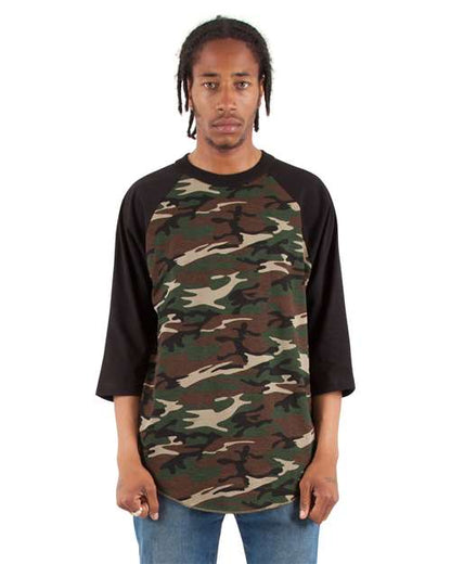 Unisex Three-Quarter Sleeve Camo Raglan T-Shirt - SHRAGCM