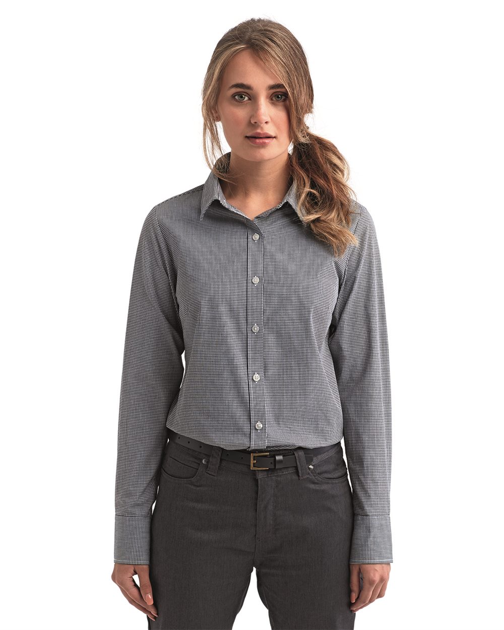 Women's Microcheck Gingham Cotton Shirt - RP320