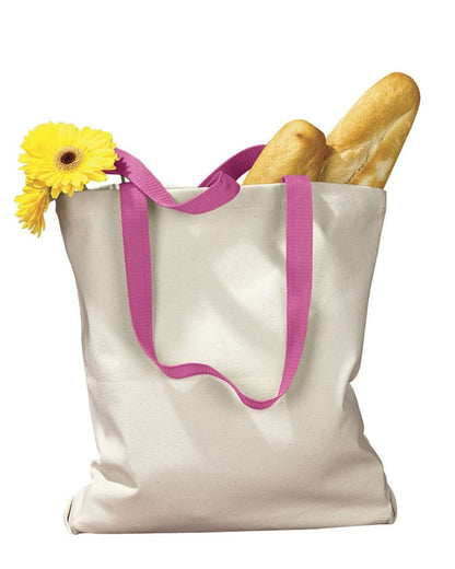 Canvas Tote with Contrast-Color Handles - BE010