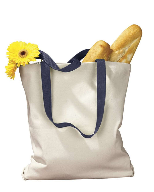 Canvas Tote with Contrast-Color Handles - BE010
