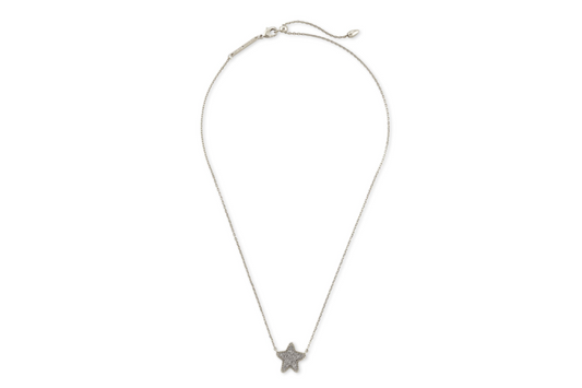 Kendra Scott Jae Star Silver Pendant Necklace in Platinum Drusy