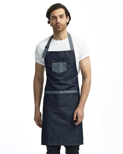 Domain Contrast Denim Bib Apron - RP127