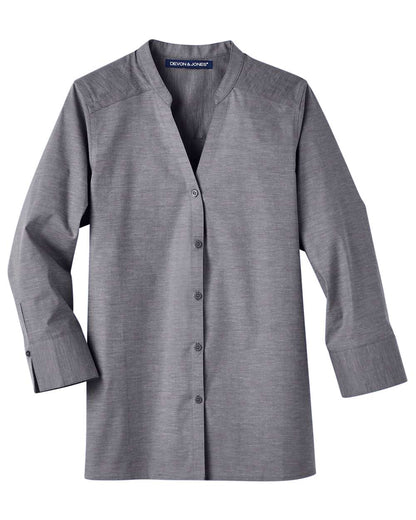 Women's Crown Collection® Stretch Pinpoint Chambra Three-Quarter Sleeve Shirt - DG562W