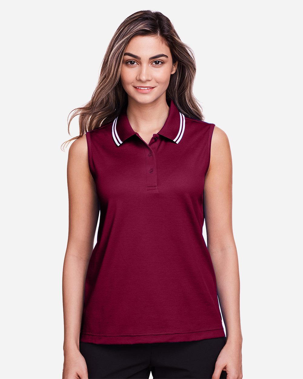Women's CrownLux Performance® Plaited Tipped Sleeveless Polo - DG20SW