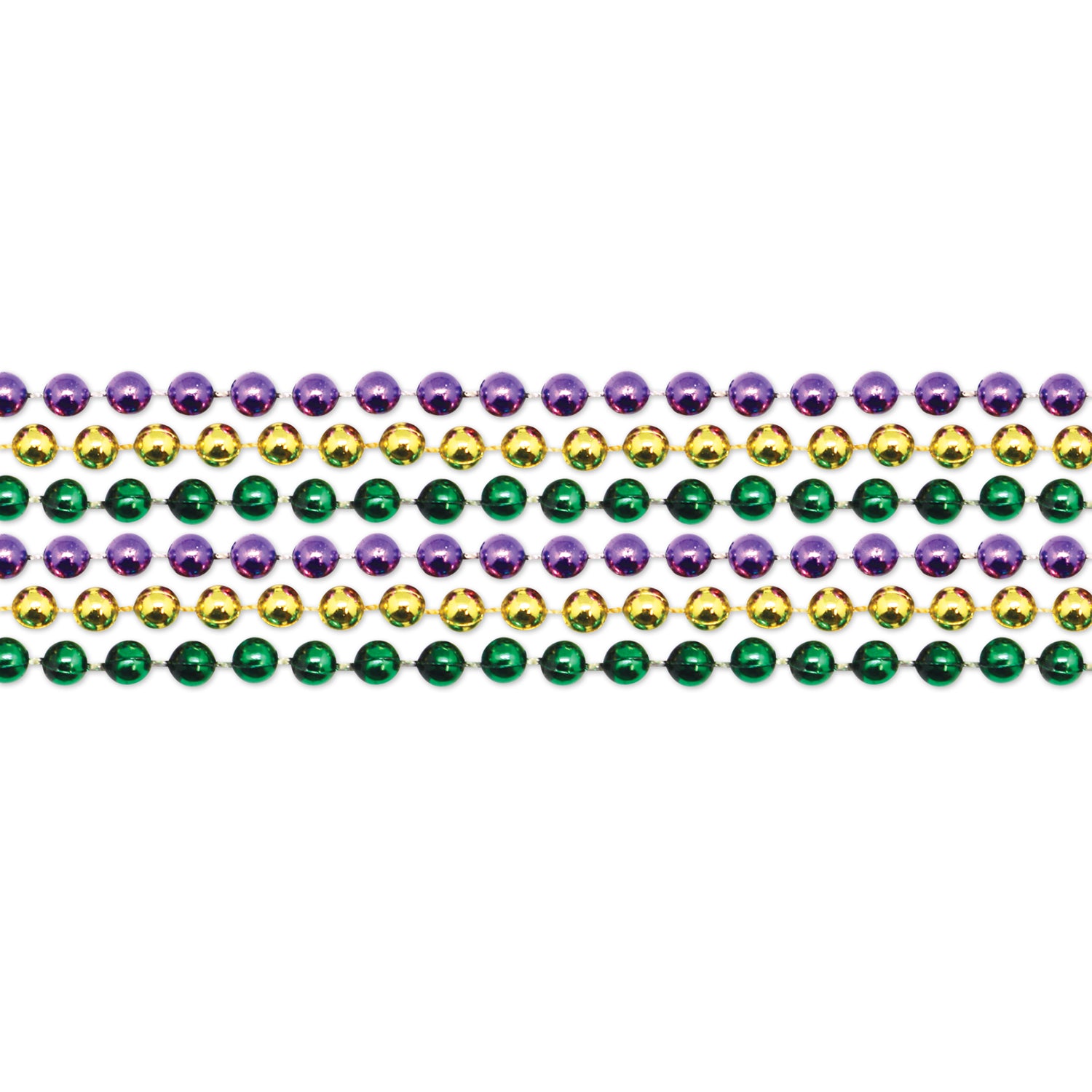 Multicolor 7.5 Mm Bead Necklace (Mardi Gras Colors)