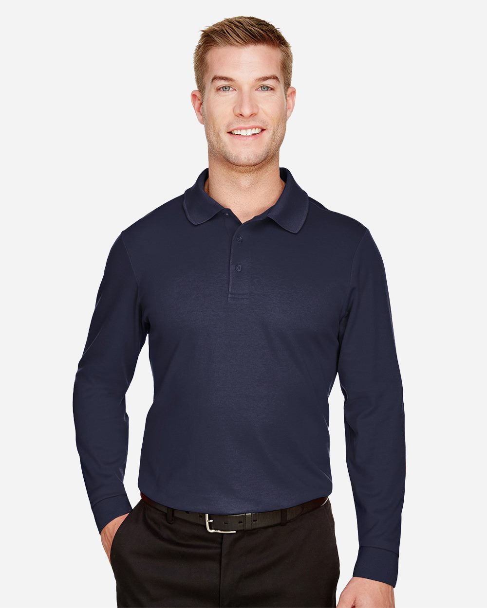 Men's Tall CrownLux Performance® Plaited Long Sleeve Polo - DG20LT