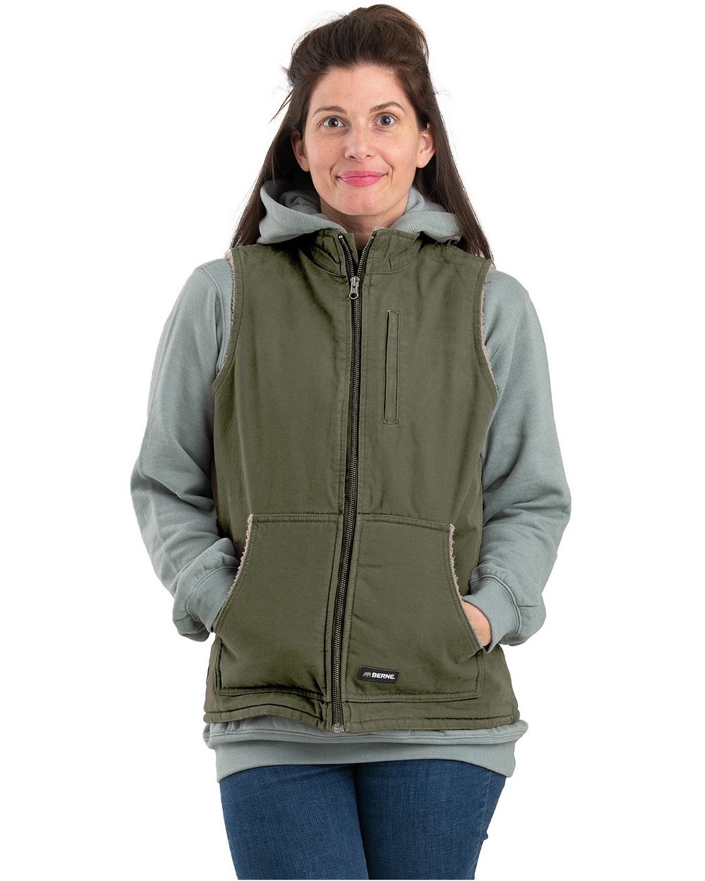 Women's Sherpa-Lined Softstone Duck Vest - WV15
