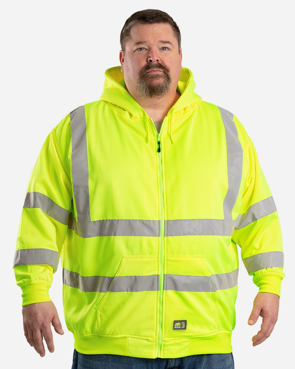 Men's Tall Hi-Vis Class 3 Lined Full-Zip Hooded Sweatshirt - HVF021T