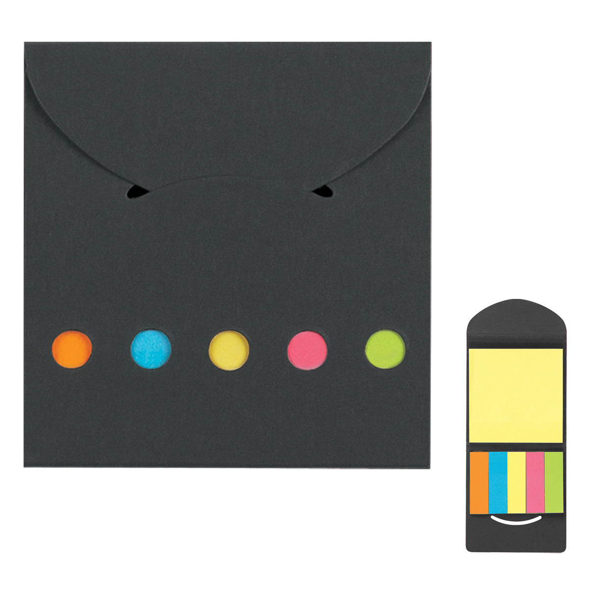 BLACK Sticky Notes And Flags In Pocket Case
