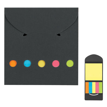 BLACK Sticky Notes And Flags In Pocket Case