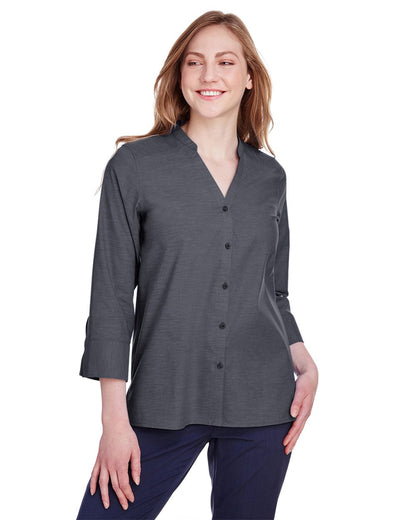 Women's Crown Collection® Stretch Pinpoint Chambra Three-Quarter Sleeve Shirt - DG562W