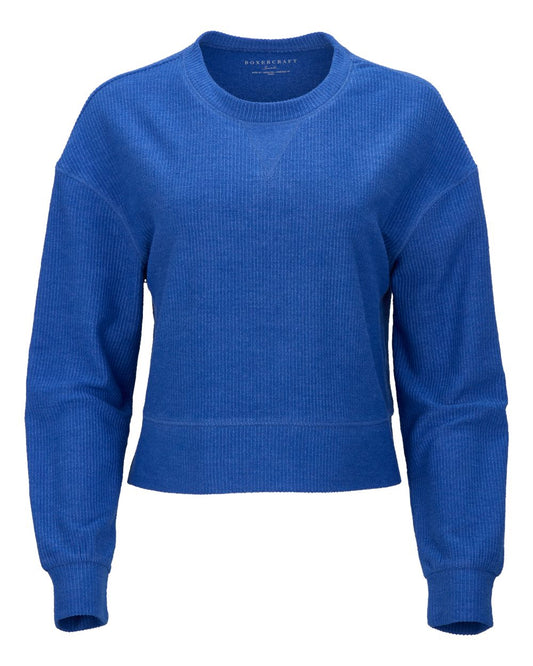 Women's Ribbed Knit Cropped Boxy Crew - BW5102