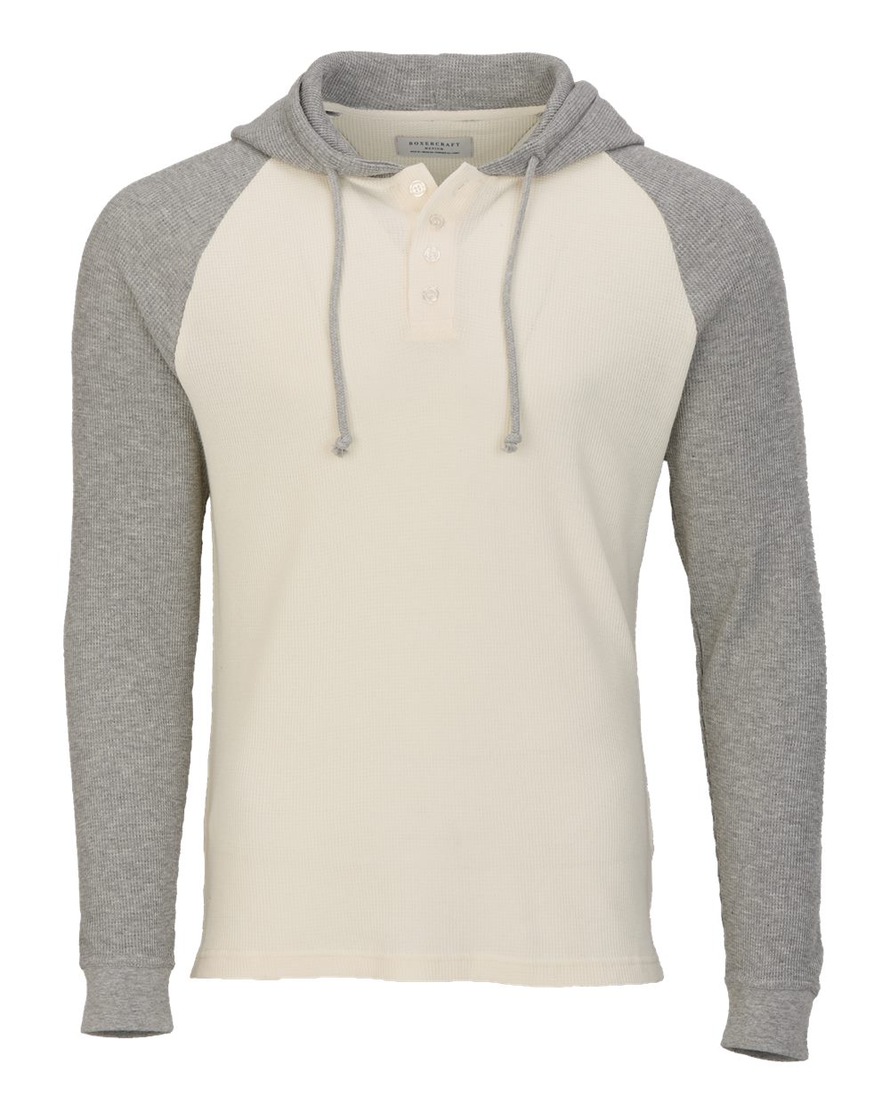 Unisex Waffle Knit Pullover Hooded Long Sleeve T-Shirt - BM3702
