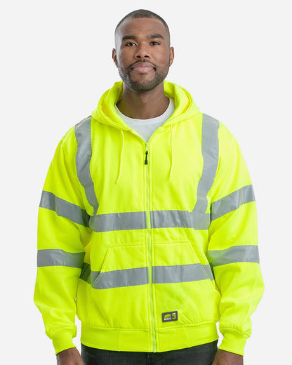 Men's Berne Hi-Vis Class 3 Lined Hooded Sweatshirt - HVF021