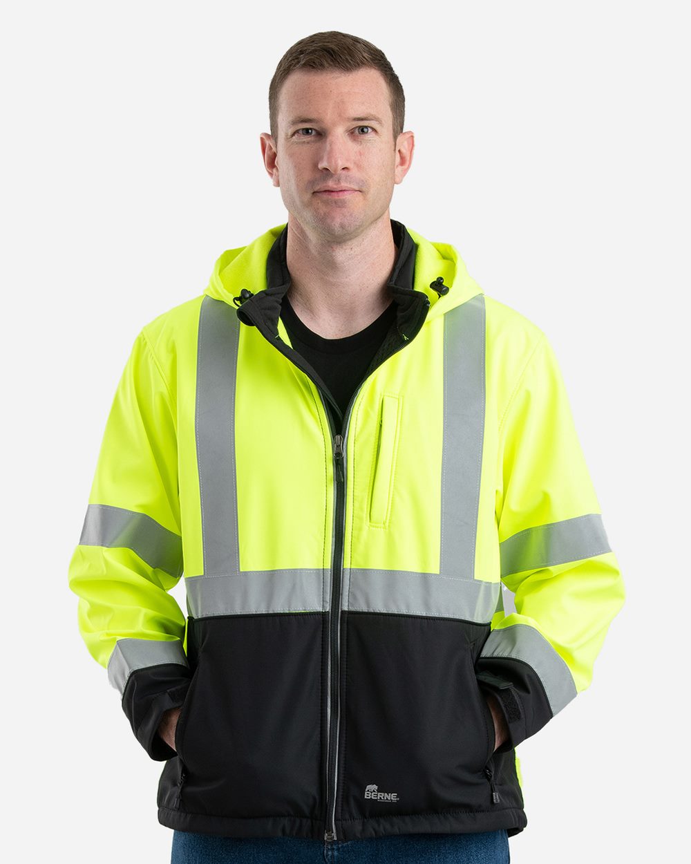 Men's Hi-Vis Class 3 Hooded Soft Shell Jacket - HVJS206
