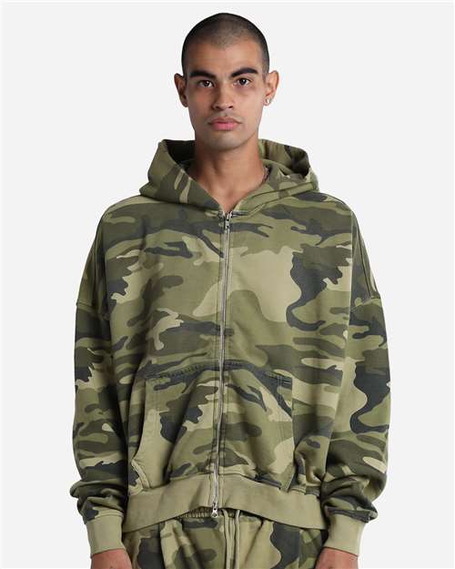 Unisex Garment-Dyed Cropped Full-Zip Hooded Sweatshirt - SHGCZ