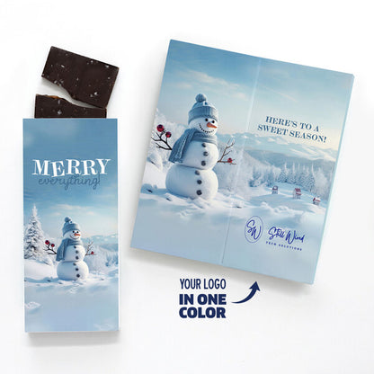 One Color Foil-Stamped Stock Snowman Sweeter Cards with Sea Salt Caramel Chocolate Bar