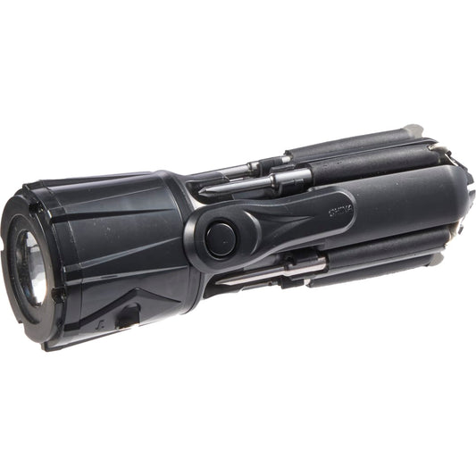 Front View of Black Recycled Spidey 10-in-1 Screwdriver Flashlight