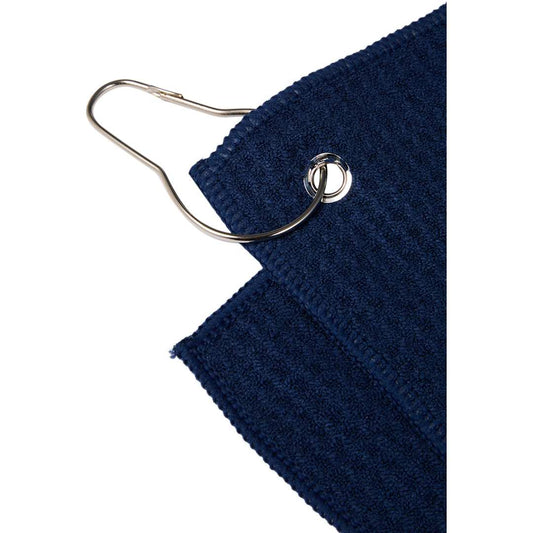 Front View of Black 15" x 18" Recycled 200g Microfiber Waffle Towel