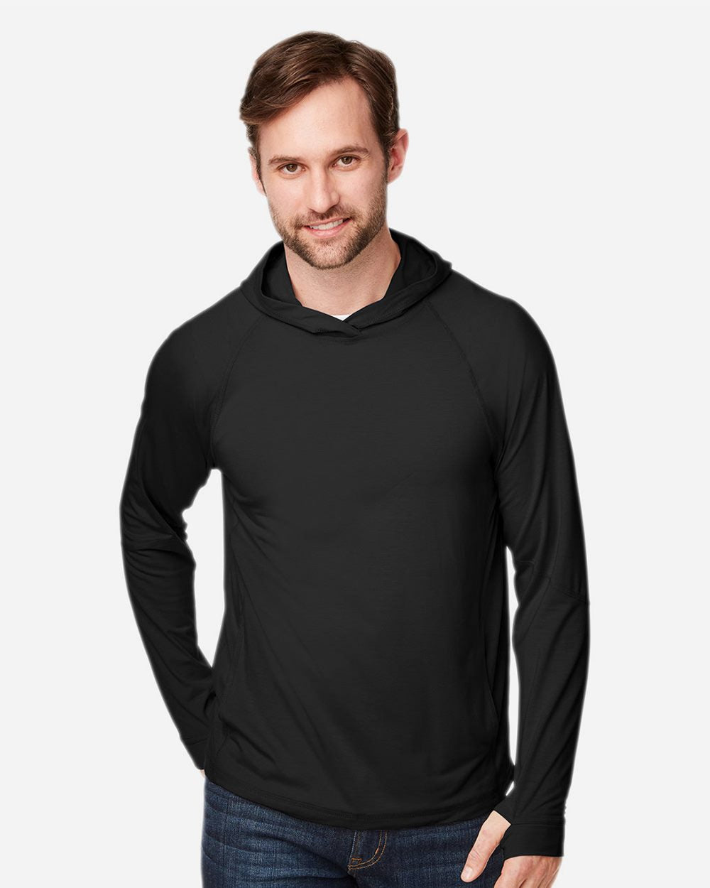 Unisex JAQ Stretch Performance Hooded Long Sleeve T-Shirt - NE105