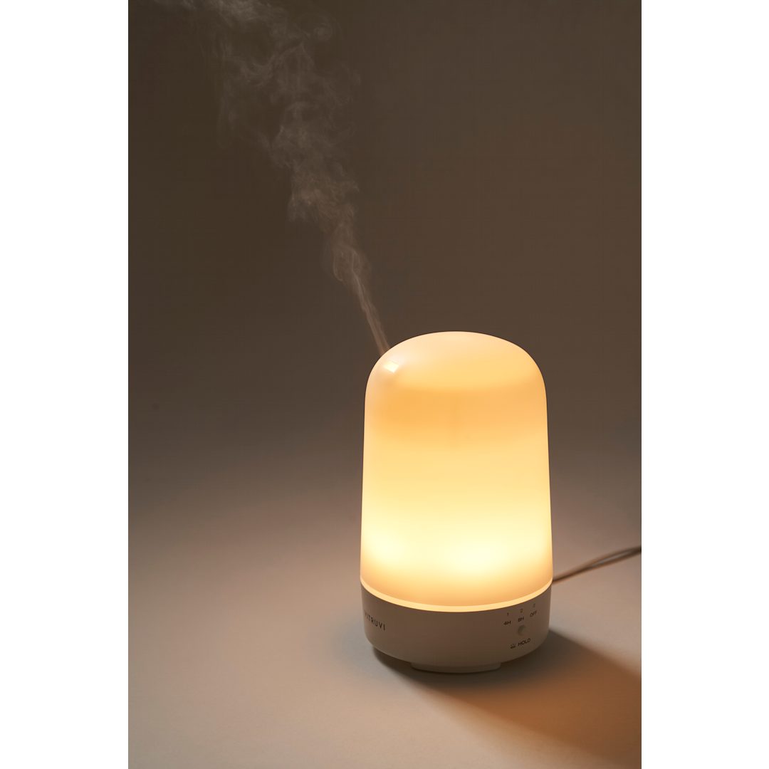 Front View of White Vitruvi Glow Diffuser and Essential Oil Bundle Set