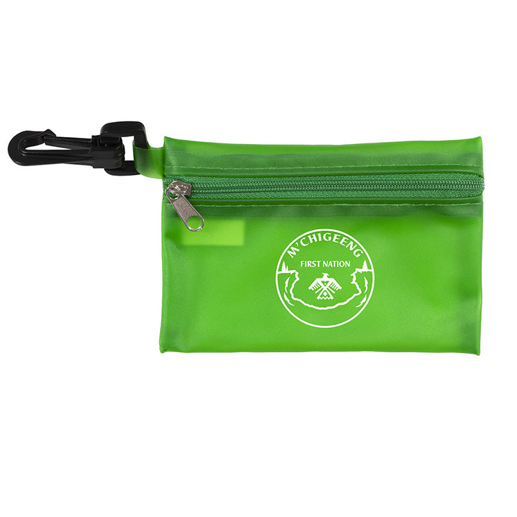 4 9/10 "W x 3 1/2"H - “Bali” Translucent Zipper Storage Pouch with Plastic Hook