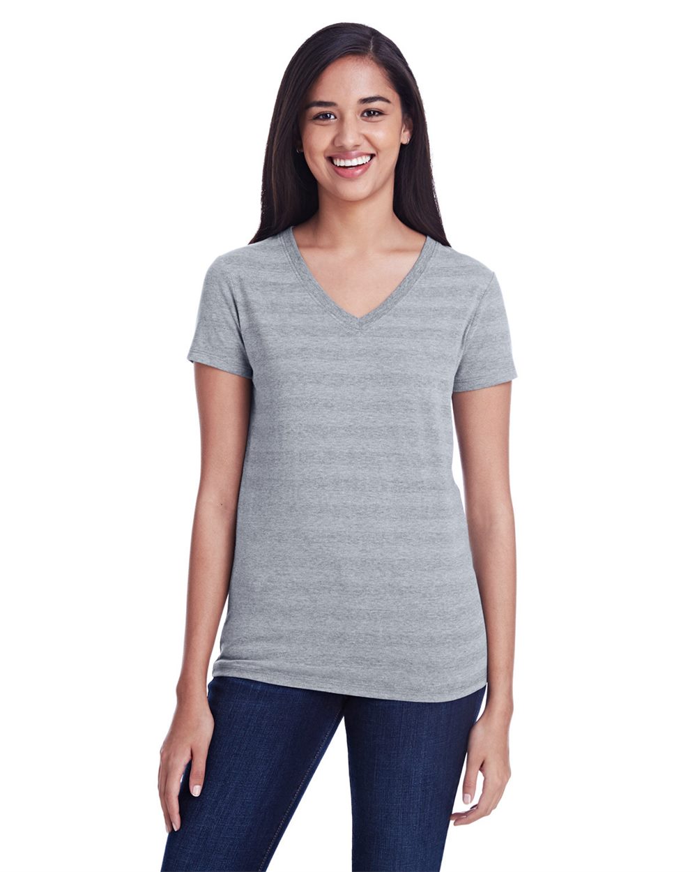 Women's Invisible Stripe V-Neck T-Shirt - 252RV