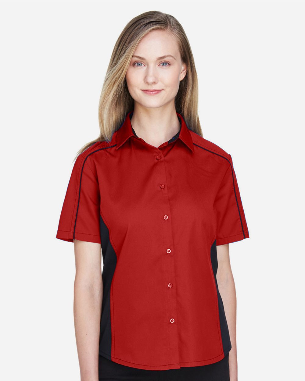 Women's Fuse Colorbloack Twill Short Sleeve Shirt - 77042