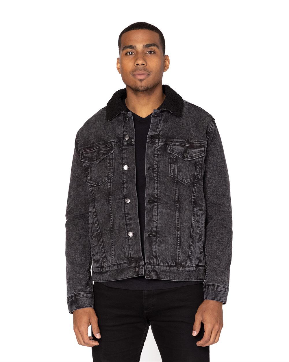 Unisex Sherpa-Lined Denim Jacket - 372J