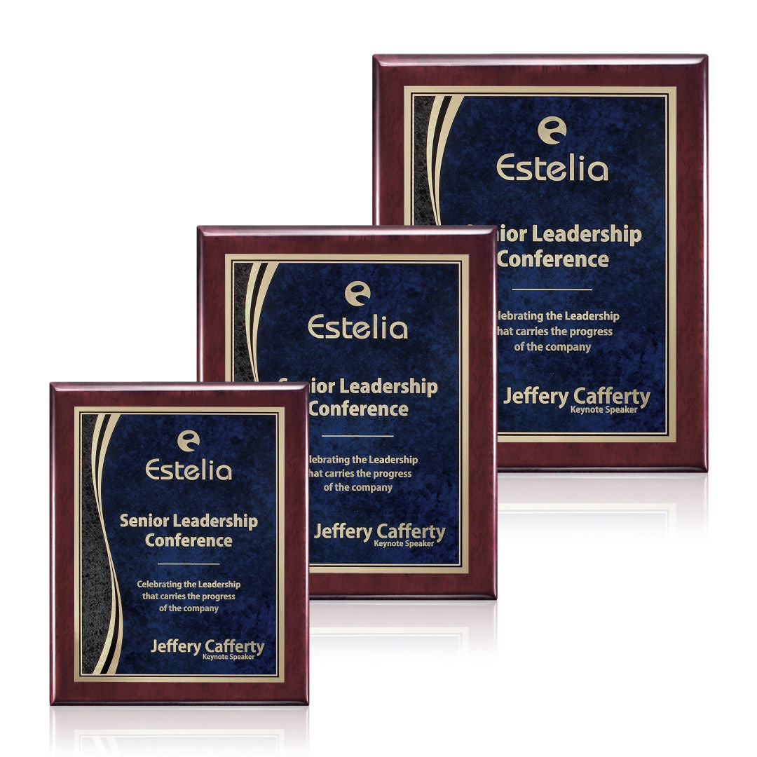 Oakleigh/Finch Plaque - Rosewood/Blue