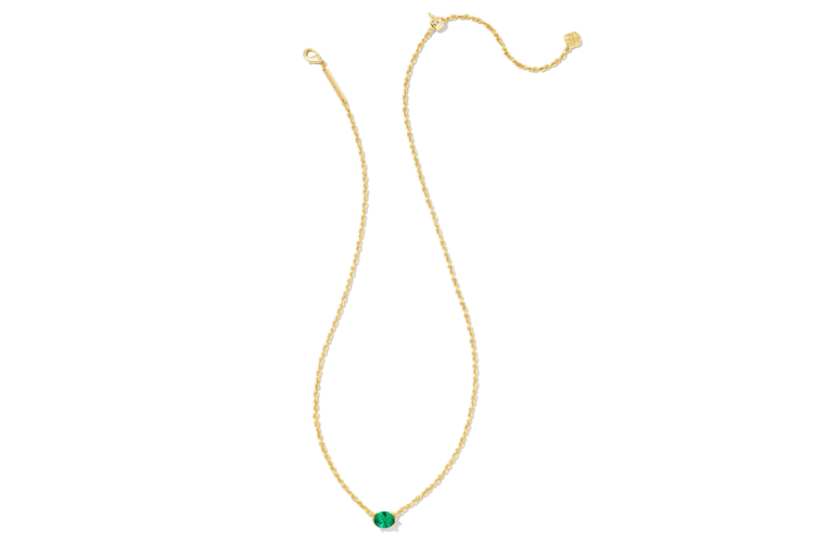 Kendra Scott Cailin Gold Pendant Necklace in Green Crystal